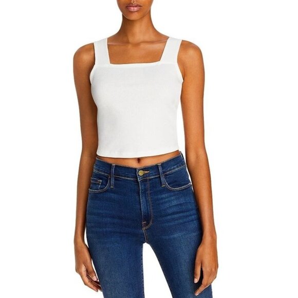 Aqua‎ Ribbed Square Neck Tank White XL - Picture 1 of 5